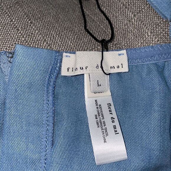 18 NWT 245.00 1 Fleur De Mail Cropped Twill Bustier Top Chambray Size Large - Picture 6 of 8